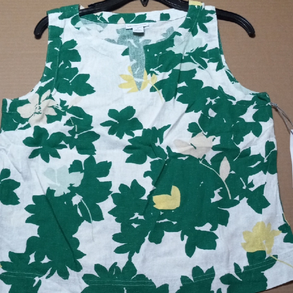 Liz Claiborne Green and Yellow Floral Tank Top